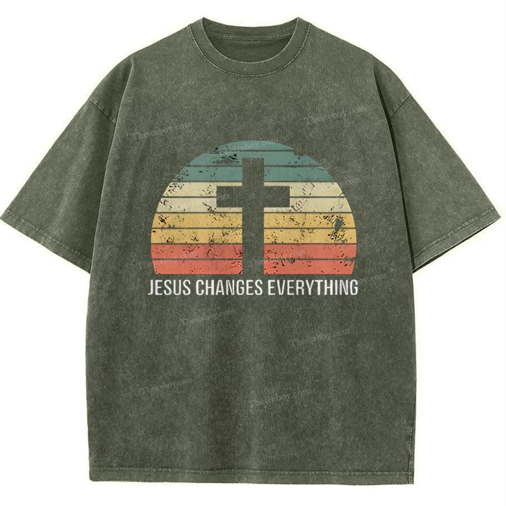 Jesus Changes Everything Snowflake Vintage Washed T-Shirt