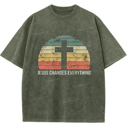 Jesus Changes Everything Snowflake Vintage Washed T-Shirt