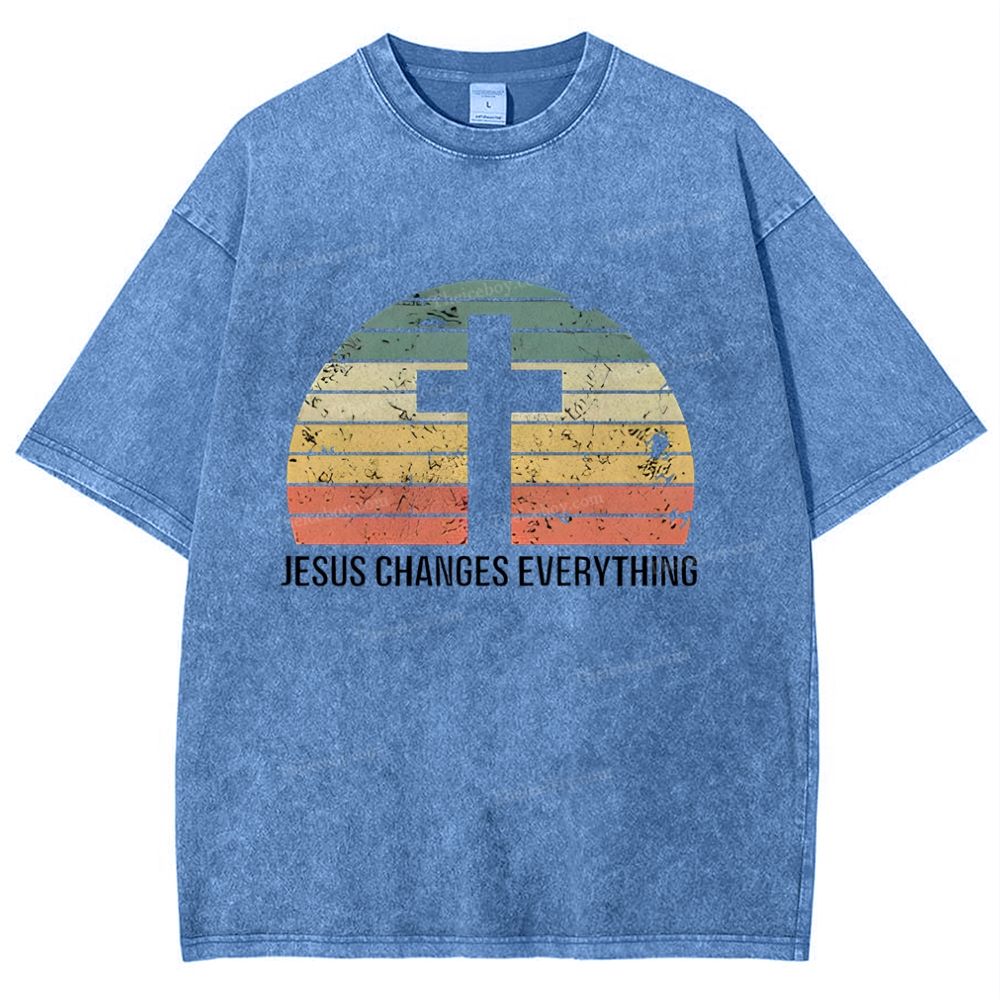 Jesus Changes Everything Snowflake Vintage Washed T-Shirt