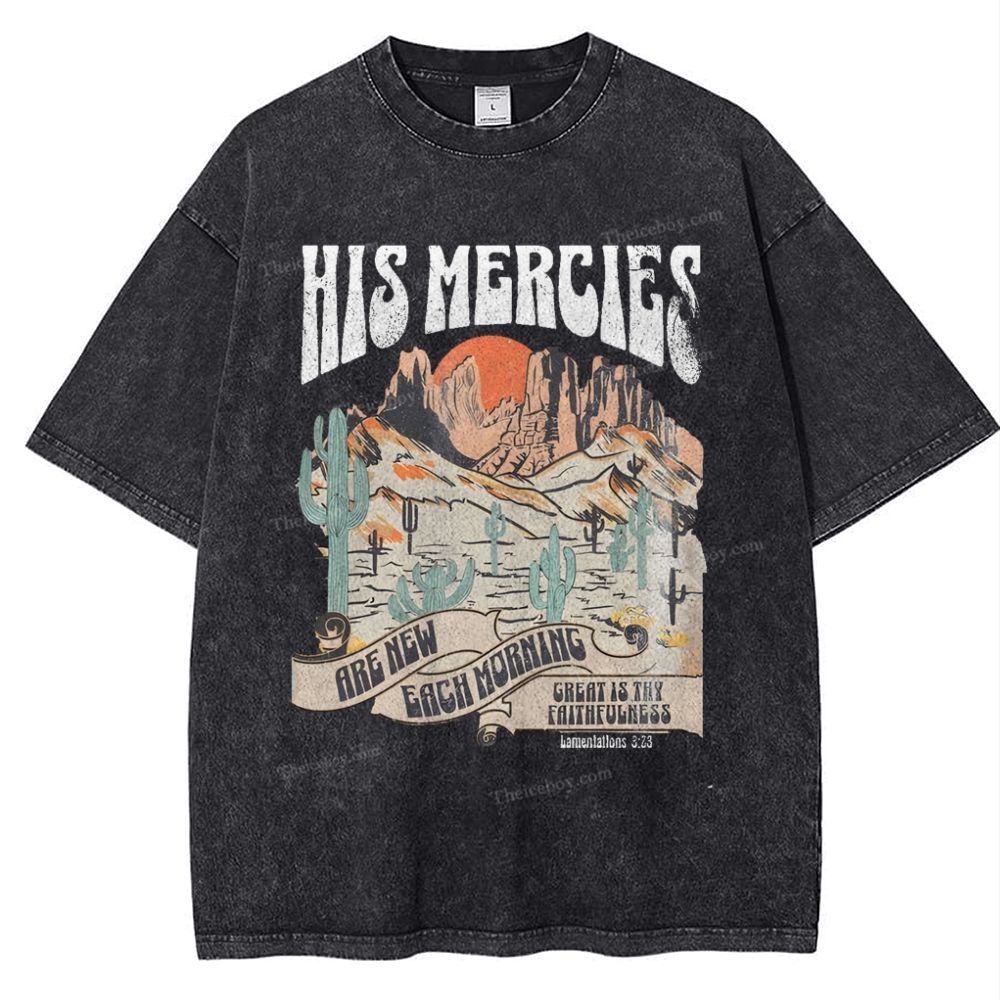 His Mercies Snowflake Vintage Washed T-Shirt
