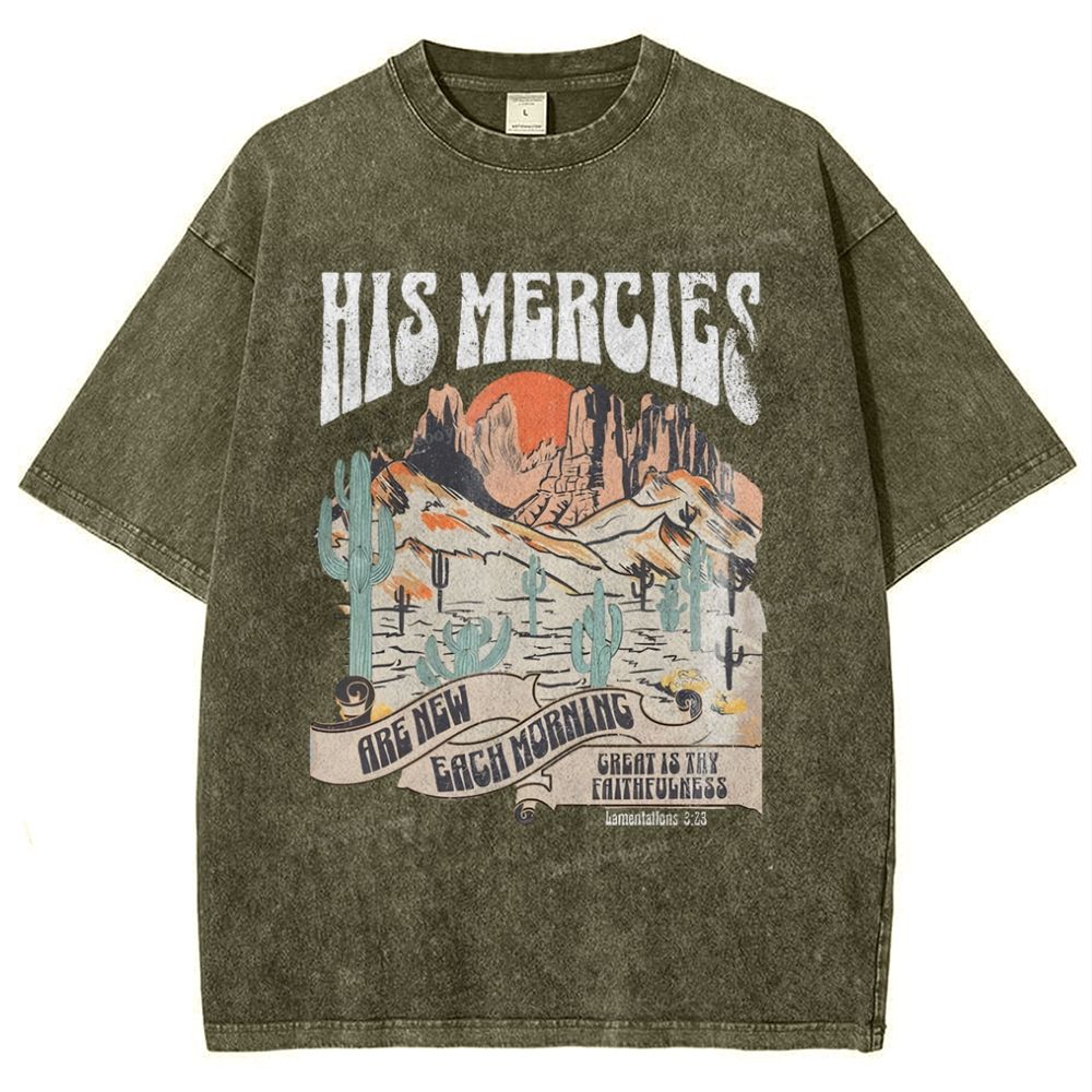 His Mercies Snowflake Vintage Washed T-Shirt