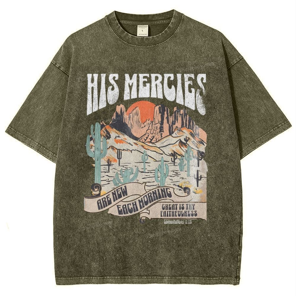 His Mercies Snowflake Vintage Washed T-Shirt