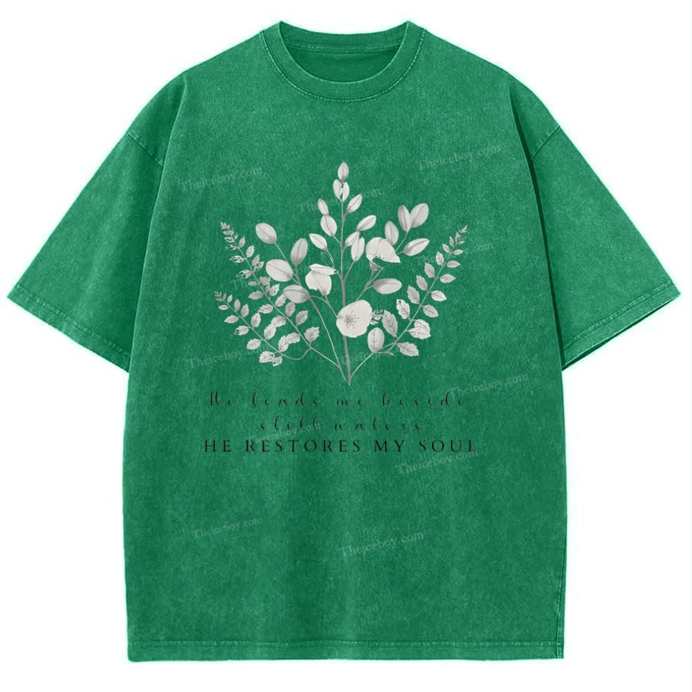 He Restores My Soul Snowflake Vintage Washed T-Shirt