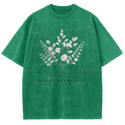 He Restores My Soul Snowflake Vintage Washed T-Shirt