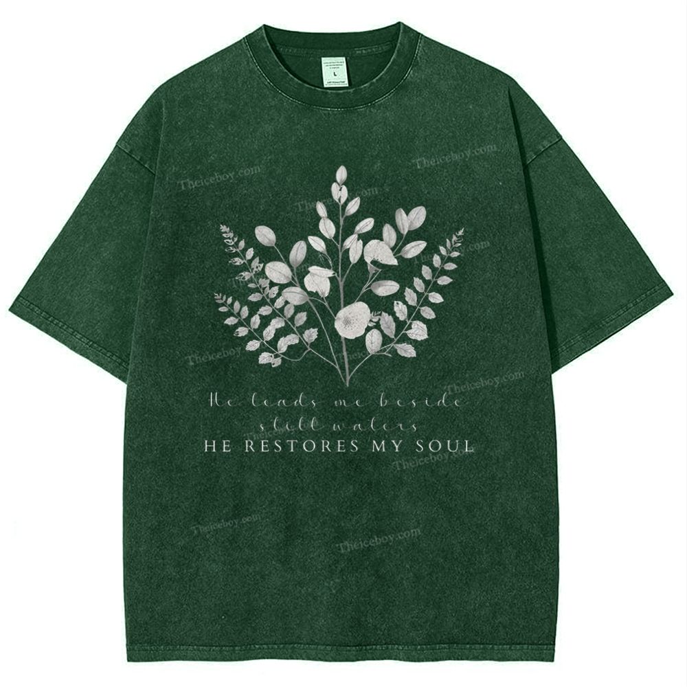 He Restores My Soul Snowflake Vintage Washed T-Shirt