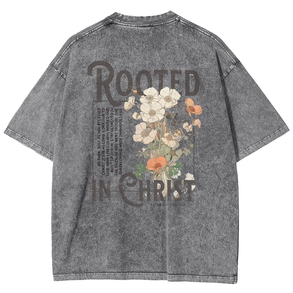 Rooted In Christ Snowflake Vintage Washed T-Shirt