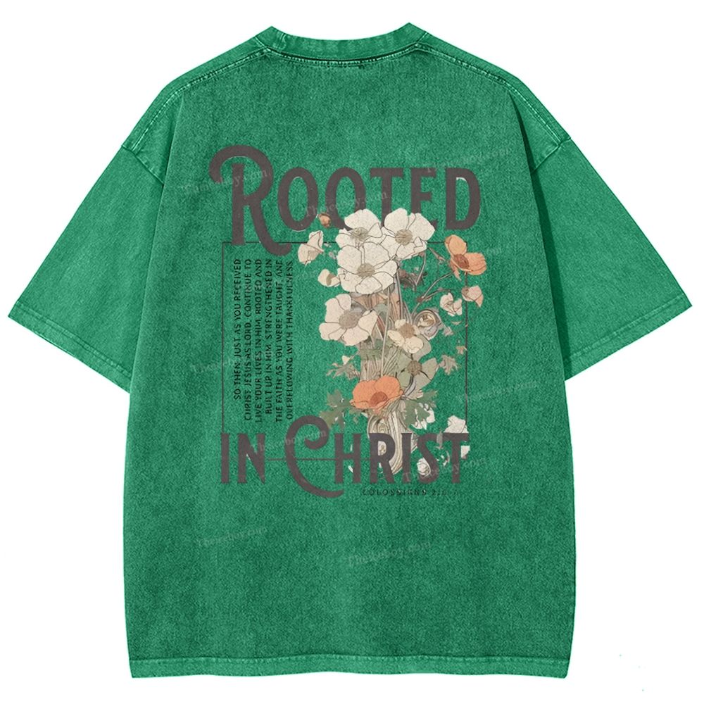 Rooted In Christ Snowflake Vintage Washed T-Shirt