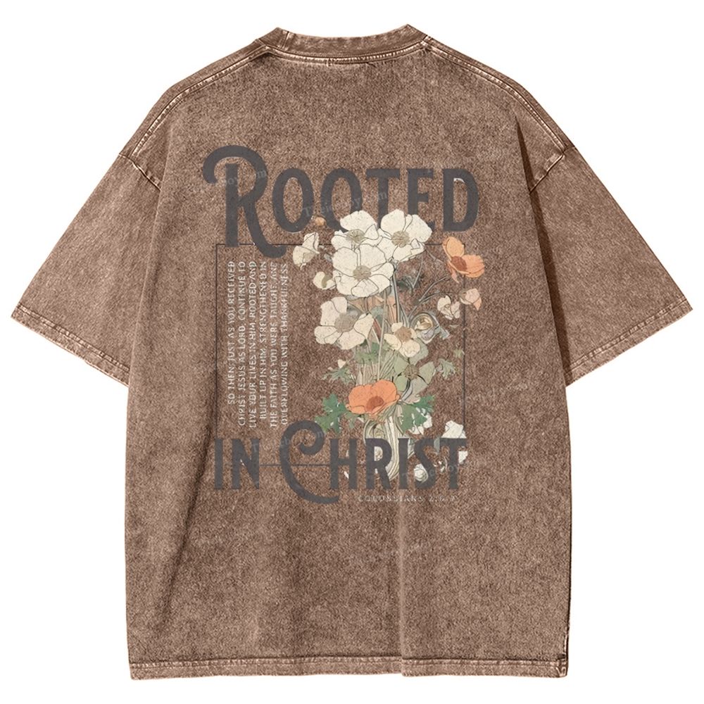 Rooted In Christ Snowflake Vintage Washed T-Shirt
