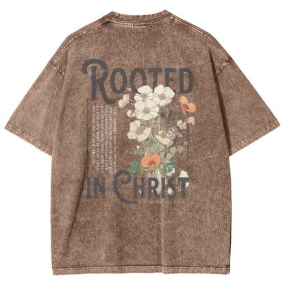 Rooted In Christ Snowflake Vintage Washed T-Shirt