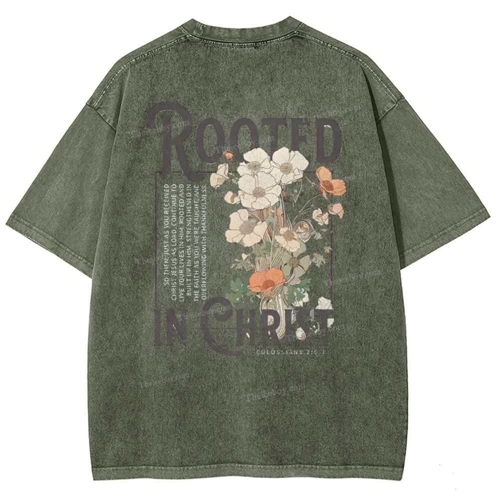 Rooted In Christ Snowflake Vintage Washed T-Shirt