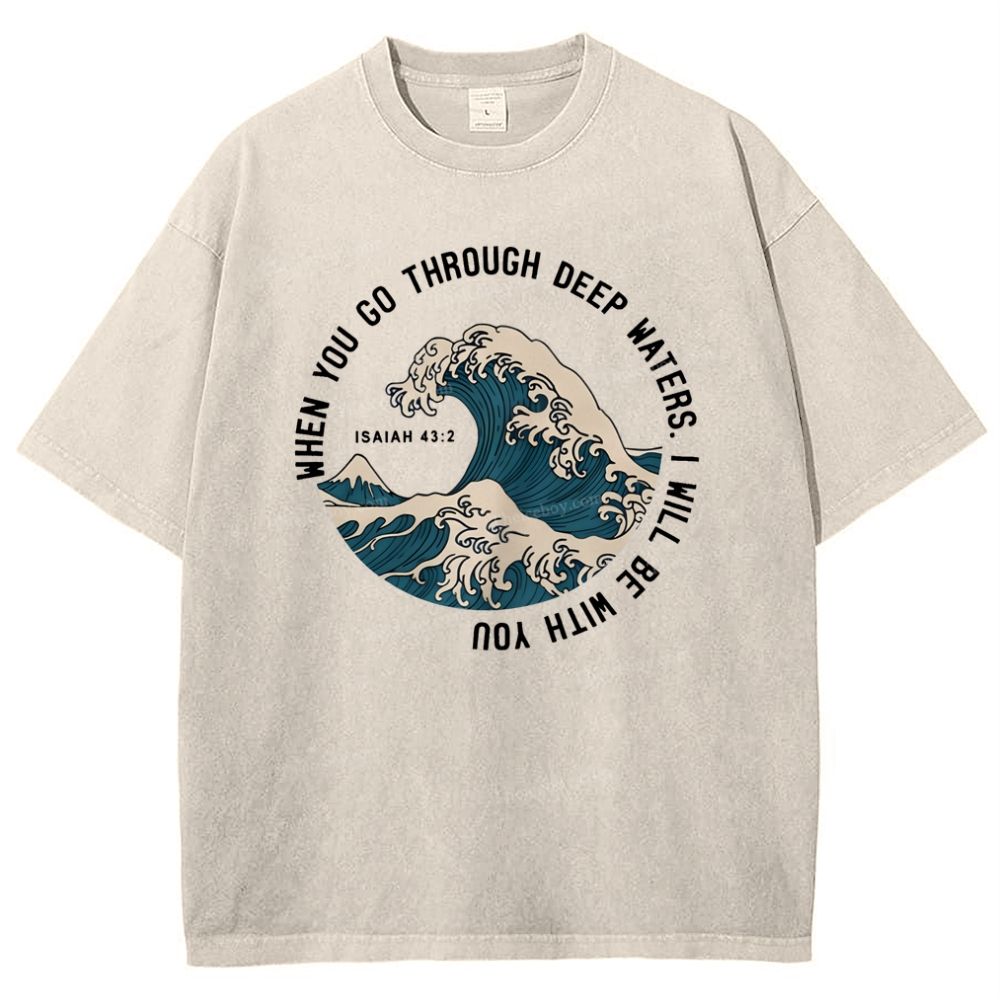 When You Go Through Deep Waters.I Will Be With You Snowflake Vintage Washed T-Shirt