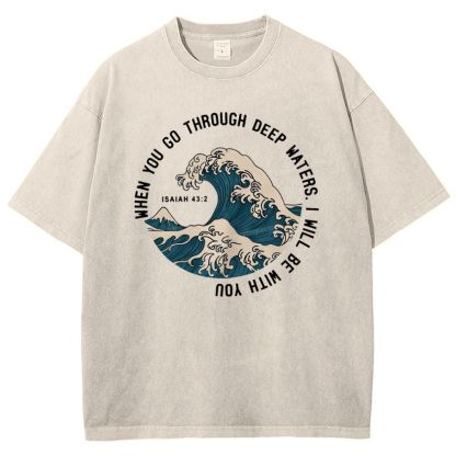 When You Go Through Deep Waters.I Will Be With You Snowflake Vintage Washed T-Shirt