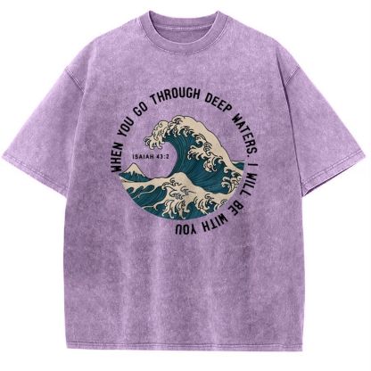 When You Go Through Deep Waters.I Will Be With You Snowflake Vintage Washed T-Shirt