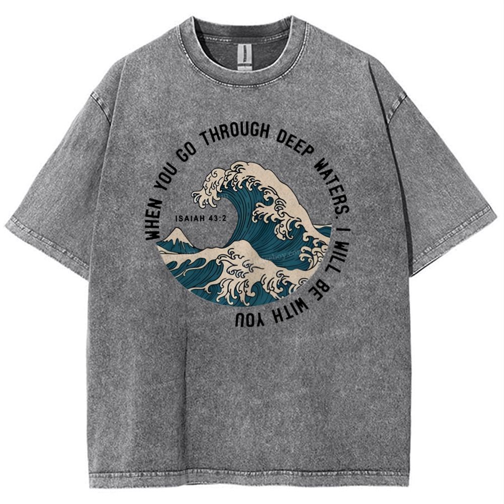 When You Go Through Deep Waters.I Will Be With You Snowflake Vintage Washed T-Shirt