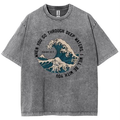 When You Go Through Deep Waters.I Will Be With You Snowflake Vintage Washed T-Shirt