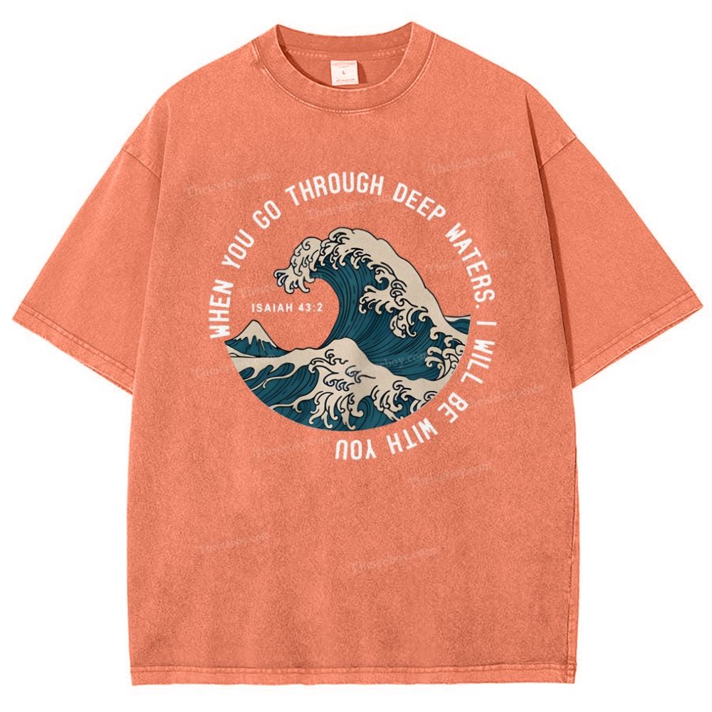 When You Go Through Deep Waters.I Will Be With You Snowflake Vintage Washed T-Shirt