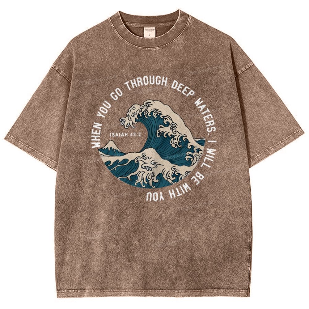 When You Go Through Deep Waters.I Will Be With You Snowflake Vintage Washed T-Shirt