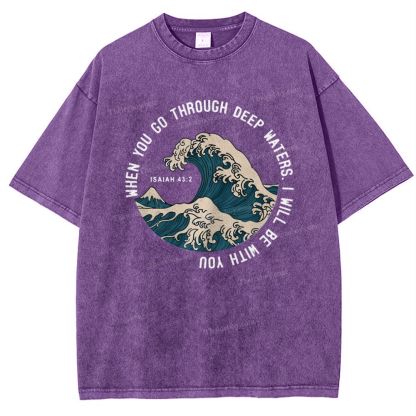 When You Go Through Deep Waters.I Will Be With You Snowflake Vintage Washed T-Shirt