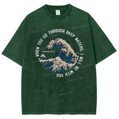When You Go Through Deep Waters.I Will Be With You Snowflake Vintage Washed T-Shirt