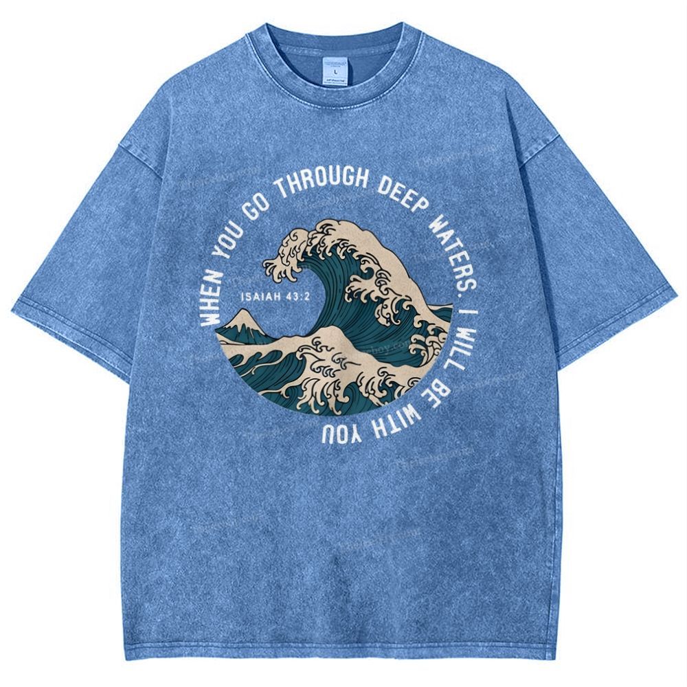 When You Go Through Deep Waters.I Will Be With You Snowflake Vintage Washed T-Shirt