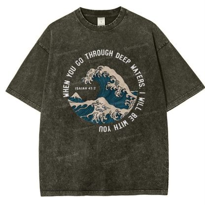 When You Go Through Deep Waters.I Will Be With You Snowflake Vintage Washed T-Shirt
