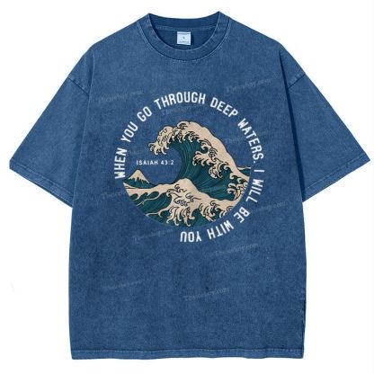 When You Go Through Deep Waters.I Will Be With You Snowflake Vintage Washed T-Shirt