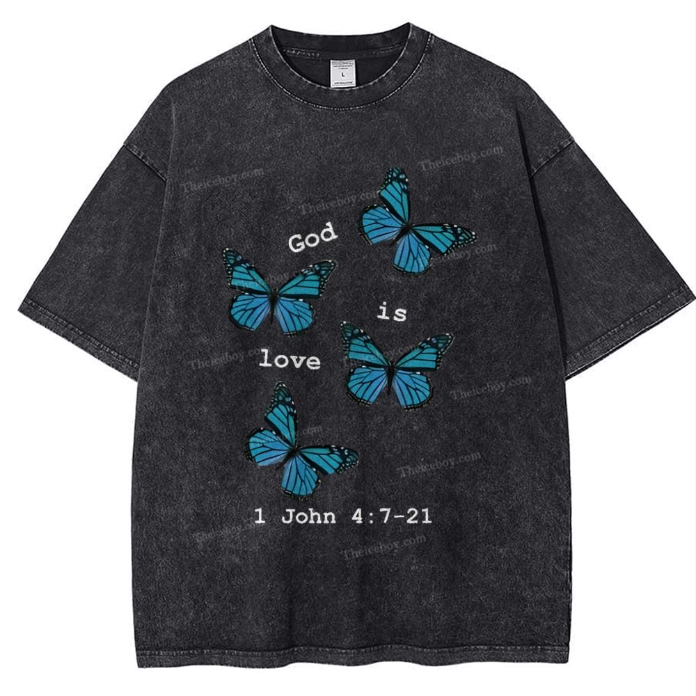 God Is Love 1 John 4:7-21 Snowflake Vintage Washed T-Shirt