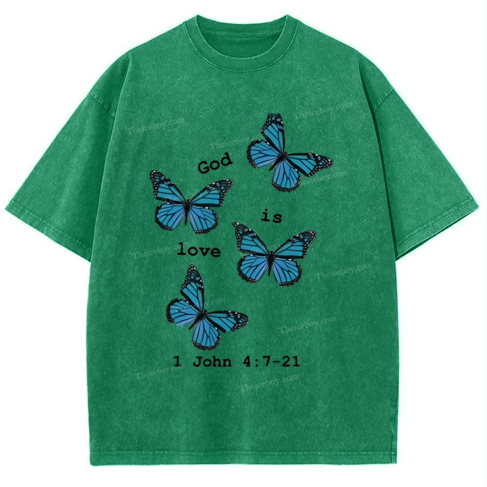 God Is Love 1 John 4:7-21 Snowflake Vintage Washed T-Shirt
