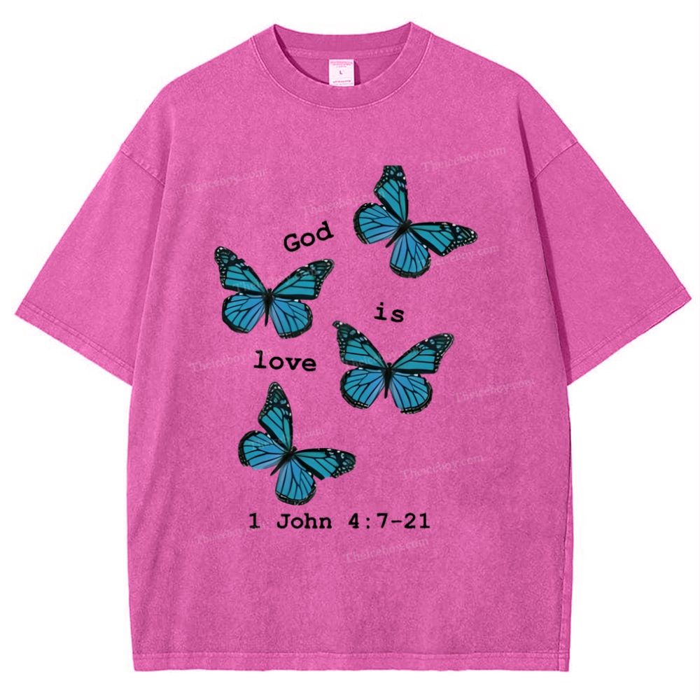 God Is Love 1 John 4:7-21 Snowflake Vintage Washed T-Shirt