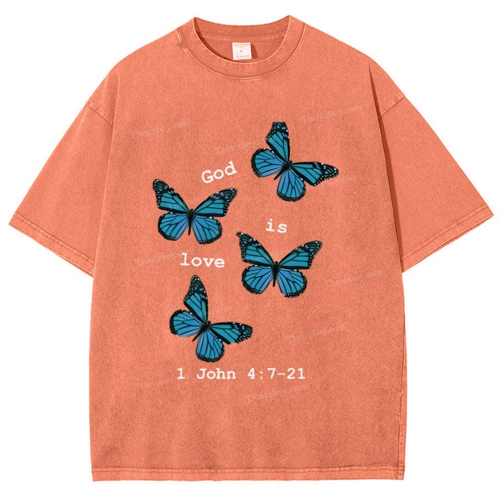 God Is Love 1 John 4:7-21 Snowflake Vintage Washed T-Shirt