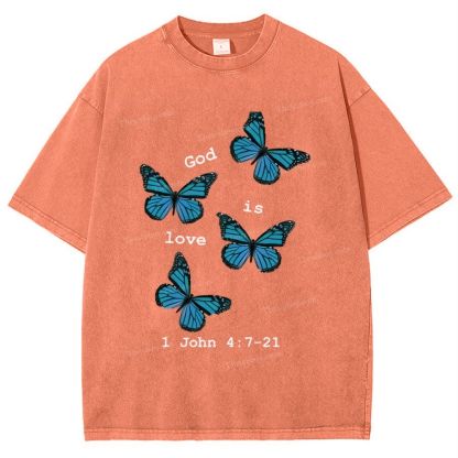 God Is Love 1 John 4:7-21 Snowflake Vintage Washed T-Shirt