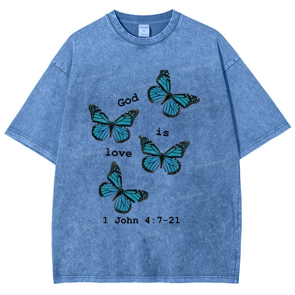 God Is Love 1 John 4:7-21 Snowflake Vintage Washed T-Shirt