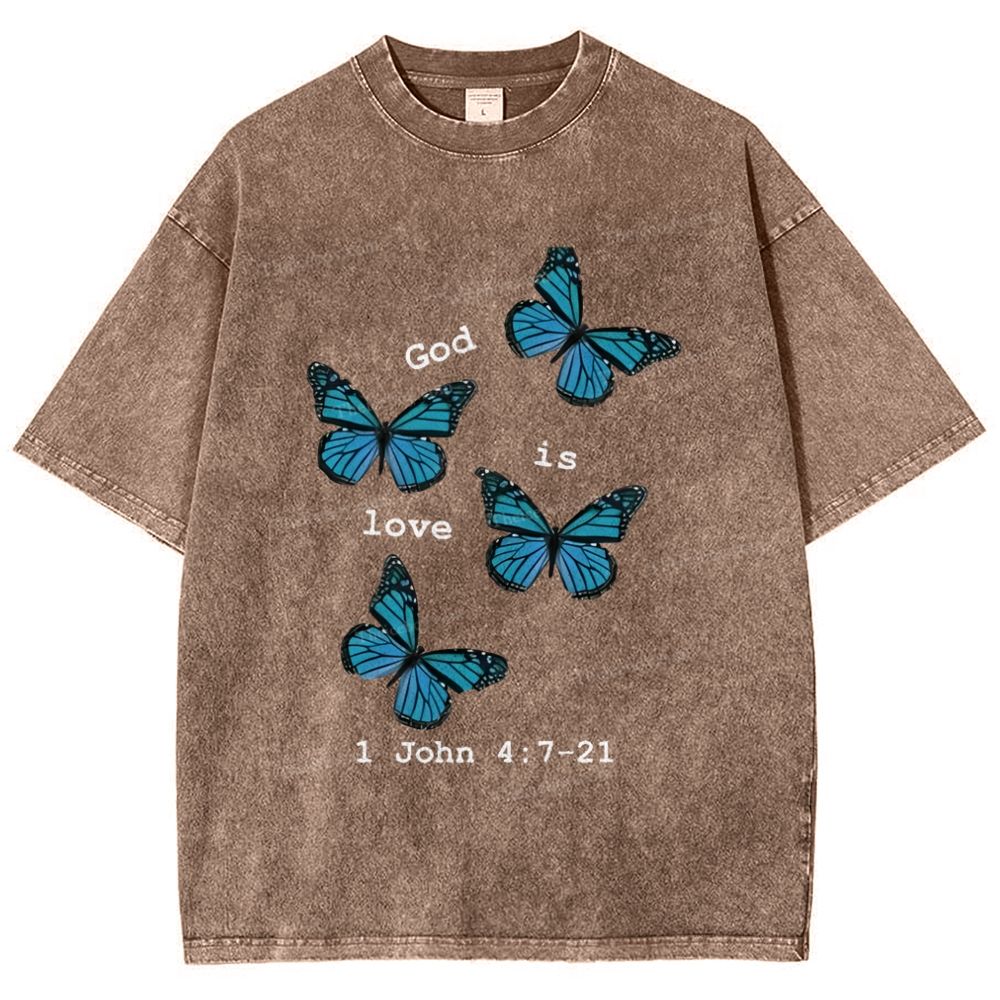 God Is Love 1 John 4:7-21 Snowflake Vintage Washed T-Shirt