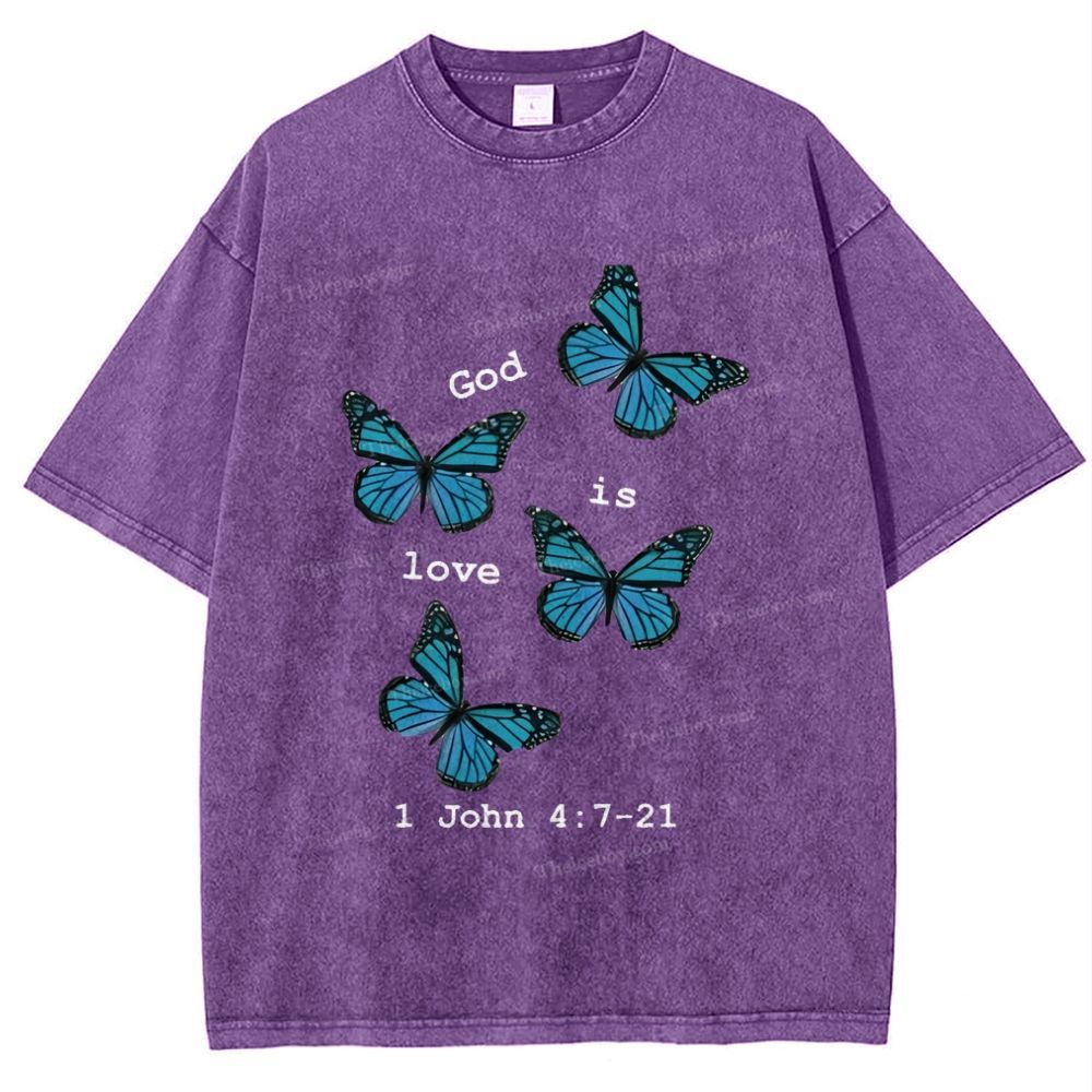 God Is Love 1 John 4:7-21 Snowflake Vintage Washed T-Shirt