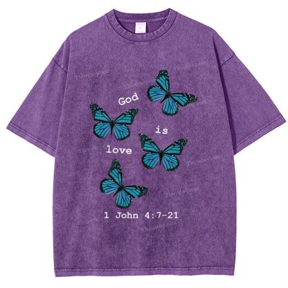 God Is Love 1 John 4:7-21 Snowflake Vintage Washed T-Shirt