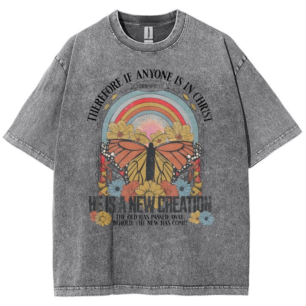 He Is A New Creation Snowflake Vintage Washed T-Shirt
