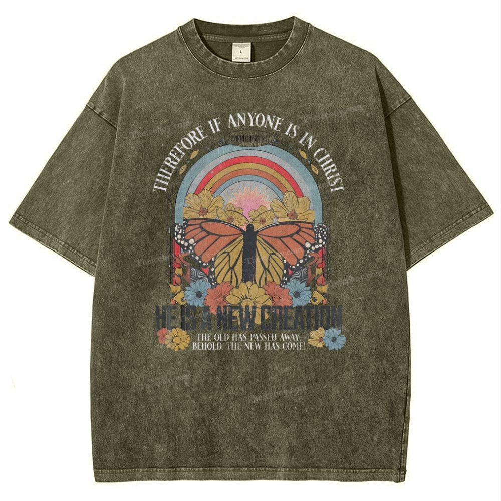 He Is A New Creation Snowflake Vintage Washed T-Shirt