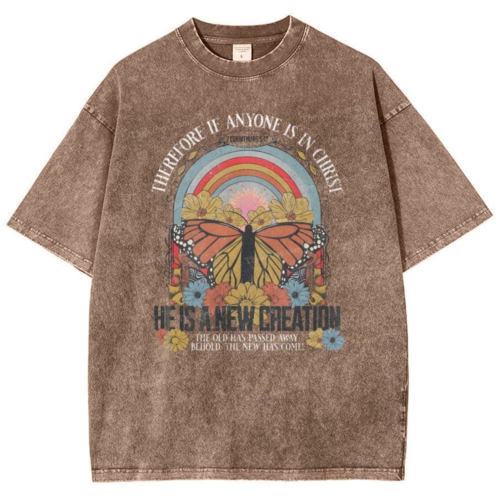 He Is A New Creation Snowflake Vintage Washed T-Shirt