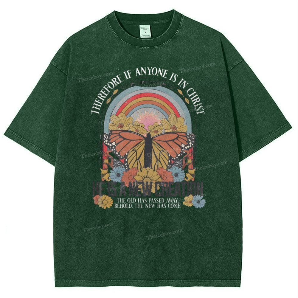 He Is A New Creation Snowflake Vintage Washed T-Shirt