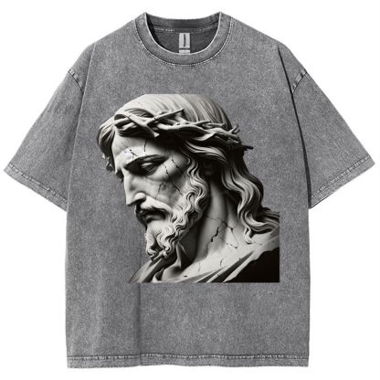Jesus Sculpture Snowflake Vintage Washed T-Shirt