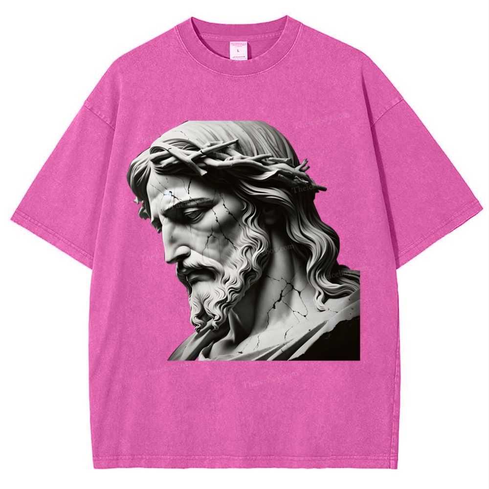 Jesus Sculpture Snowflake Vintage Washed T-Shirt