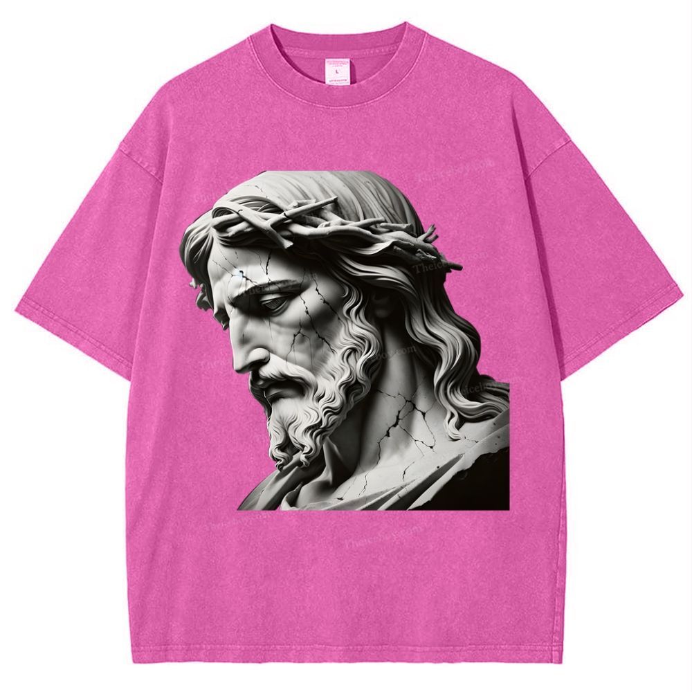 Jesus Sculpture Snowflake Vintage Washed T-Shirt