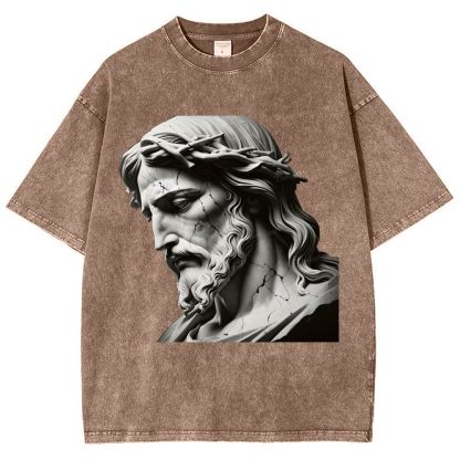 Jesus Sculpture Snowflake Vintage Washed T-Shirt