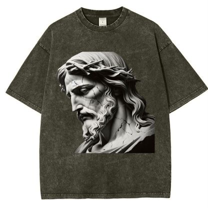 Jesus Sculpture Snowflake Vintage Washed T-Shirt