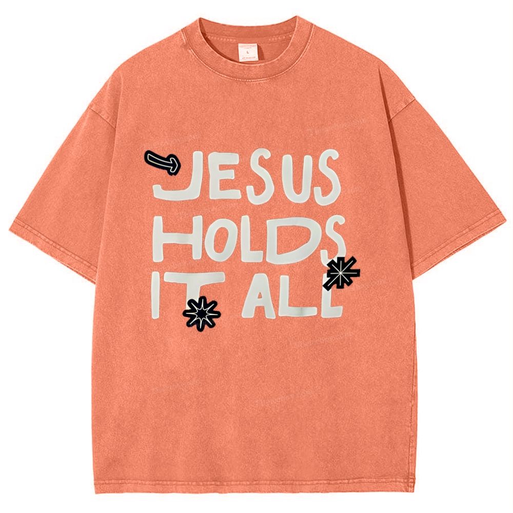 Jesus Holds It All  Snowflake Vintage Washed T-Shirt