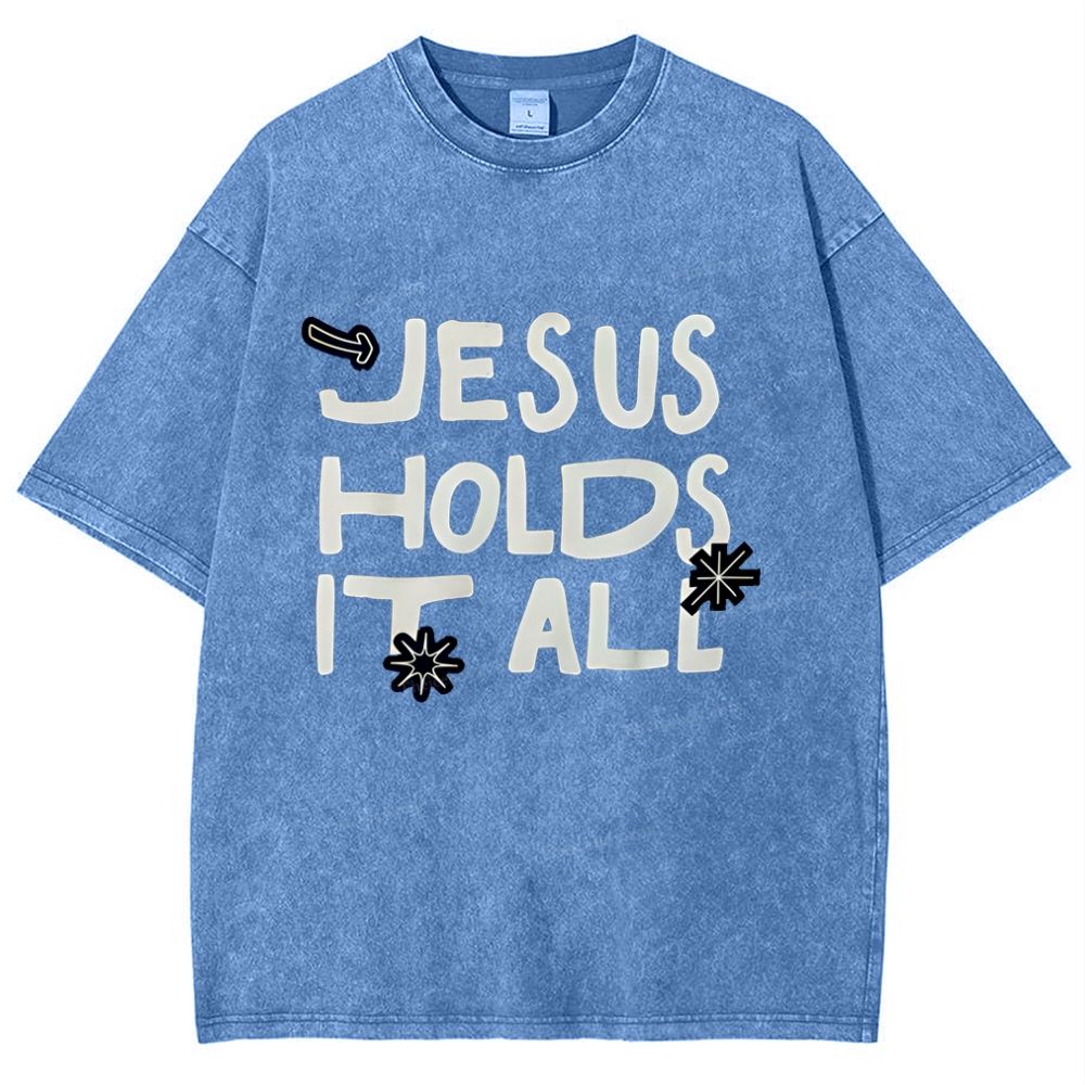 Jesus Holds It All  Snowflake Vintage Washed T-Shirt