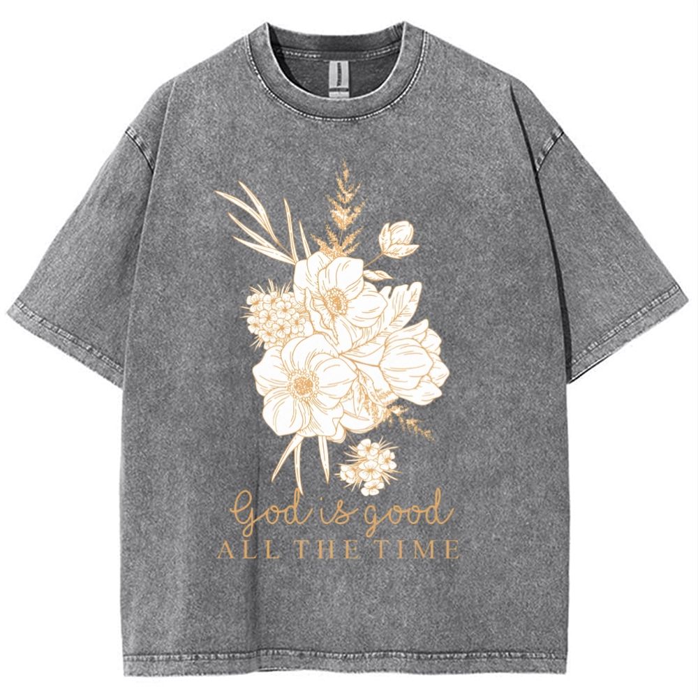 God Is Good All The Time Snowflake Vintage Washed T-Shirt