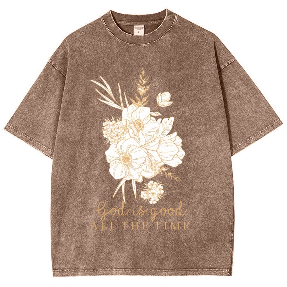God Is Good All The Time Snowflake Vintage Washed T-Shirt