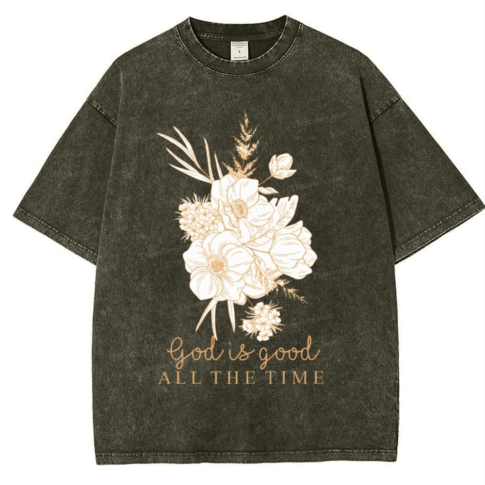 God Is Good All The Time Snowflake Vintage Washed T-Shirt