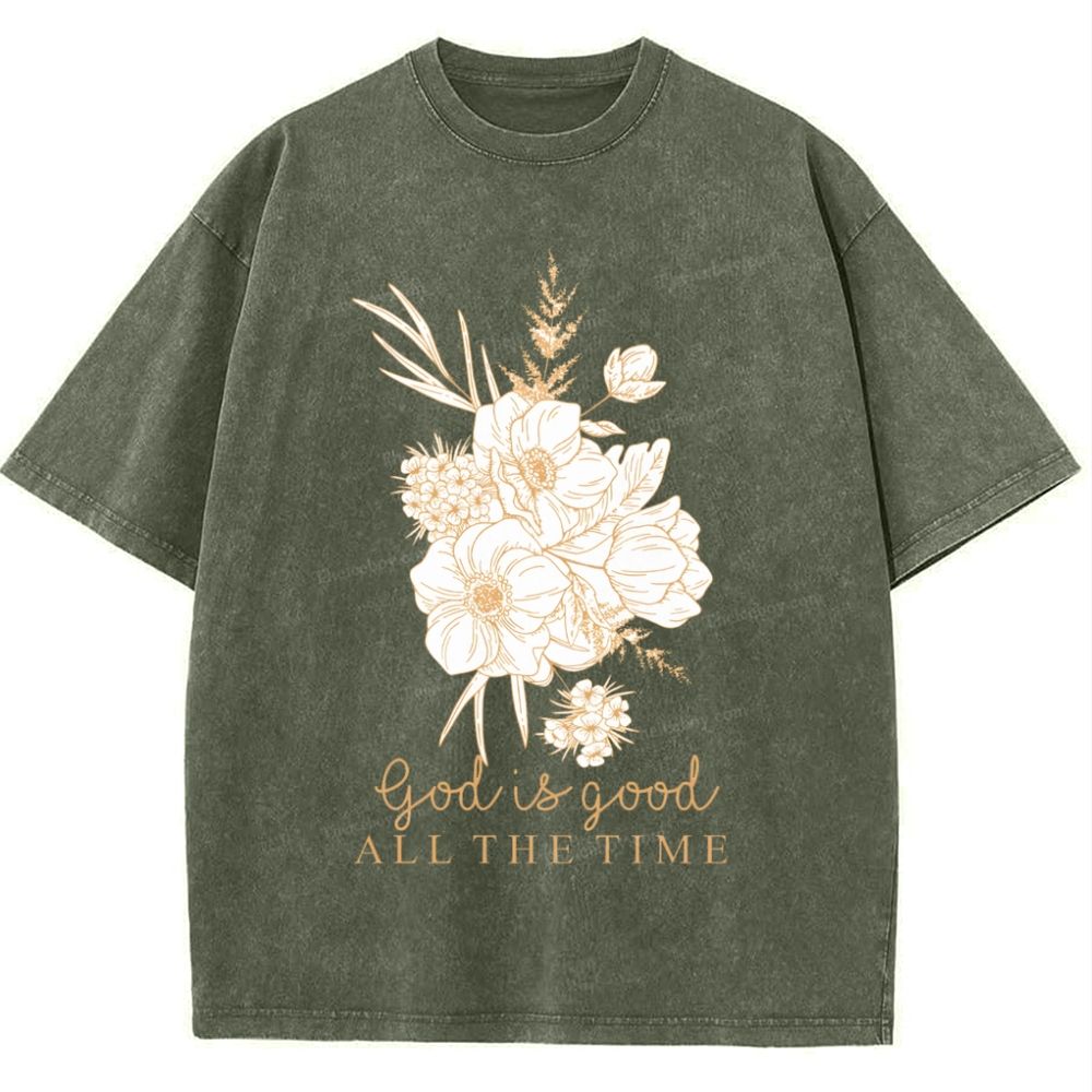God Is Good All The Time Snowflake Vintage Washed T-Shirt